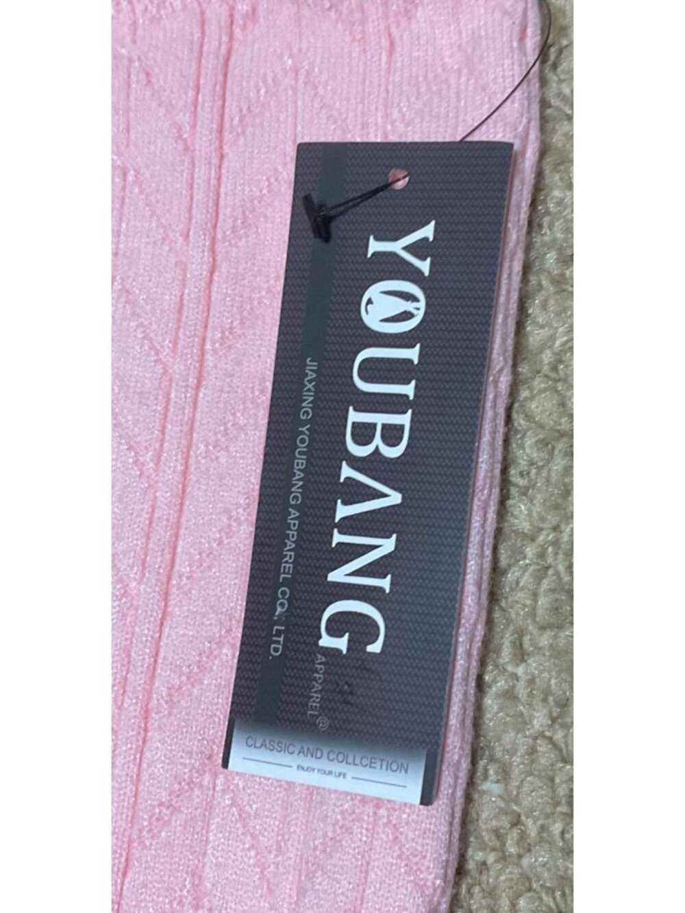 NWT Youbang Wide Leg Pink Knit Pants Sz M Chevron Pattern Sweater Pants Womens - Picture 3 of 3